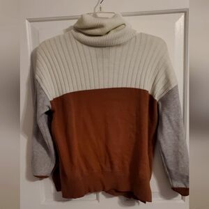 Women's pure rebel sweater turtleneck size medium white tan